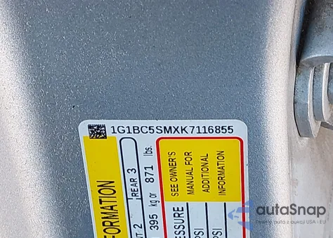 2019 Chevrolet Cruze Ls z USA, uszkodzony, nr VIN 1G1BC5SMXK7116855